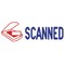 ACCUSTAMP2 Message Stamp, 2- color, Pre-inked, SCANNED, 1-5/8" x 1/2" impression size, Blue Message with Red Symbol